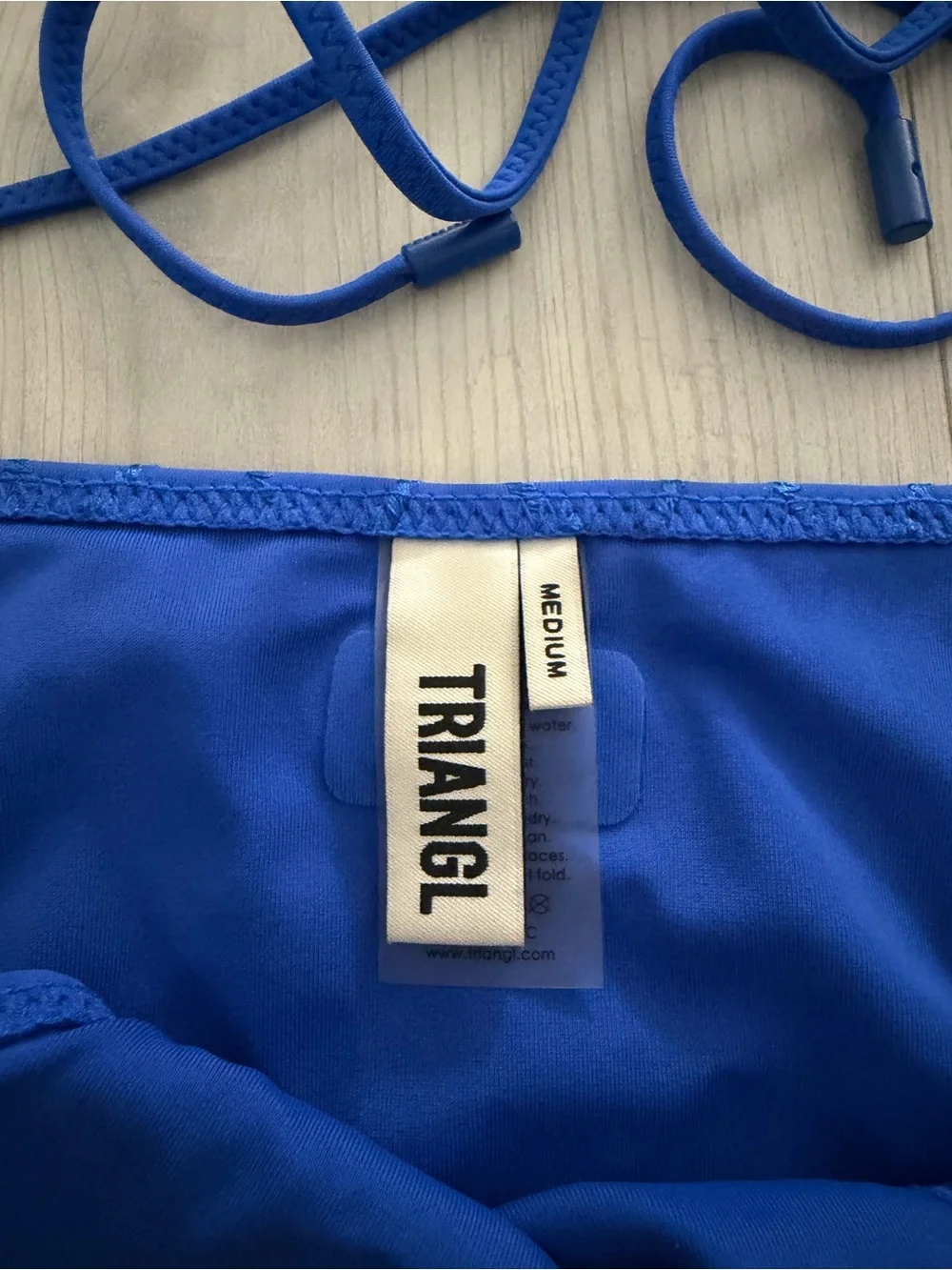 triangl swimwear Cobalt Quilted Triangle Tie-Side Bikini, L/M